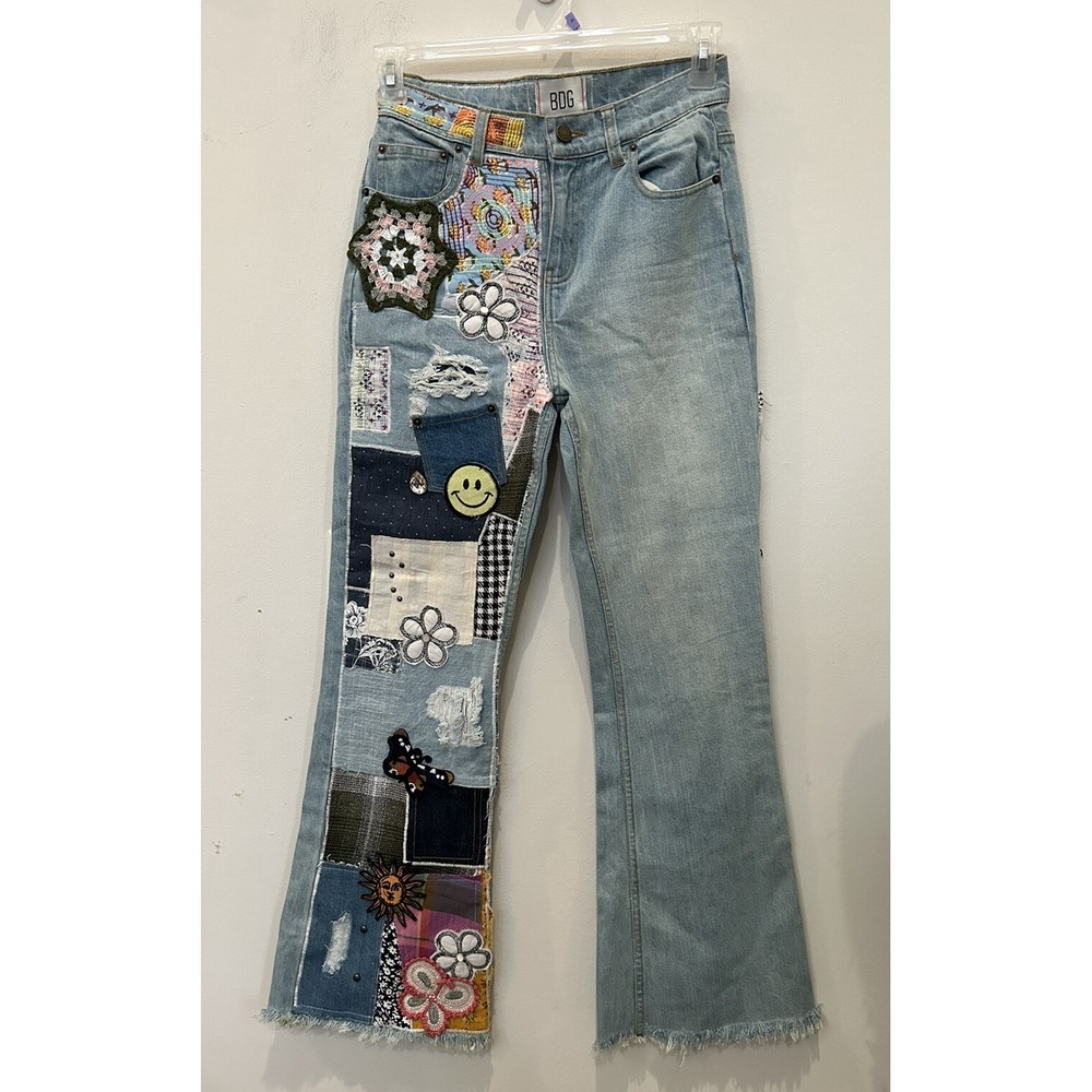 BDG High-Waisted Flare Jean-Urban Outfitters-Patch-Crochet-Embroider size 26 - Picture 2 of 6